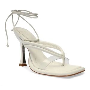 SCHUTZ White Strappy Ankle-Tie Heeled Sandals